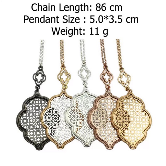 LAST 1! Gold Filigree Pendant Necklace - Picture 3 of 4